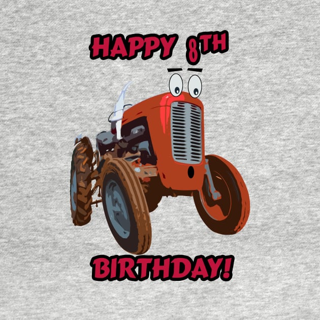 Happy 8th Birthday tractor design by seadogprints